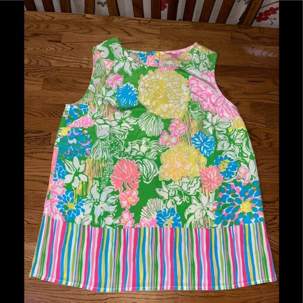 Lilly Pulitzer Floral Top - Green, Pink, Yellow, Blue